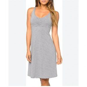 Prana Rebecca Stretch Knit Strappy Athletic Striped Gray & White Dress